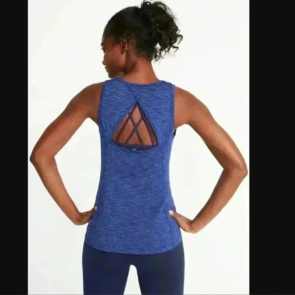 Old Navy Women's Go-Dry Keyhole-Back Blue Tank Size XS